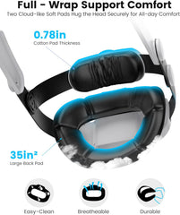Kawaye for Meta Quest 3S/Quest 2/Quest 3 Head Strap, Double Knobs Adjustable Elite Strap Replacement,VR Headset Strap with Two Large Support Pad Enhanced Support, Reduce Pressure