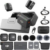 DJI Mic Mini (2 TX + 1 RX + Charging Case) Wireless Lavalier Microphone, Ultralight, Noise Cancelling, Up to 48-Hour Battery Life Bundle with 2 x Deco Gear Lapel Microphone and 5" EVA Case | DJI Mic Mini |