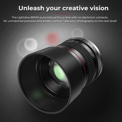 E 85mm f1.8 Portrait Lens - MF for Sony a7 IV/a7 III/ZV-E10/a7R V/a7C II/a7R IV/a7S III/a1/a9 III/a6400/a6100/a9 II/a7 II/a6000/NEX-6/NEX-5/Alpha - Manual Focus Mirrorless Cameras Lenses(E Mount)
