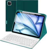 MERATM Keyboard Case for iPad Air 13 inch (M3 2025/M2 2024) & iPad Pro 12.9 inch (6th/5th/4th Gen) - Detachable Wireless Keyboard, Multi-Angle Folio Cover with Pencil Holder, Auto Sleep/Wake, Cyan