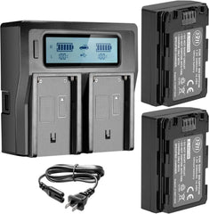 2 NP-FZ100 Batteries and Dual Bay LCD Battery Charger for Sony Alpha 1, ZV-E1, ZV-E10 II, FX3 FX30, a7C, a7S III, a6600, a6700, A7R III a7R IV, a7R V, a7 III, a7 IV, a9, a9 II, a9R Cameras