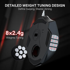 Redragon M908 Wired RGB MMO Gaming Mouse 24000 DPI Remapping Keys | Stable Lag-Free Connection, Redefine Keybinding Macro, Vibing Backlight, Ergonomic Grip Body Comfort