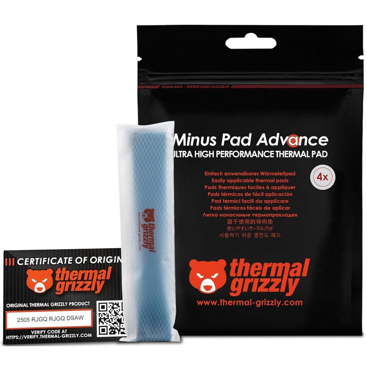 Thermal Grizzly MINUS PAD ADVANCE (120 x 20 mm - 0, 5 mm - 4 pcs) Highly conductive Thermal Pad