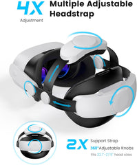Kawaye for Meta Quest 3S/Quest 2/Quest 3 Head Strap, Double Knobs Adjustable Elite Strap Replacement,VR Headset Strap with Two Large Support Pad Enhanced Support, Reduce Pressure