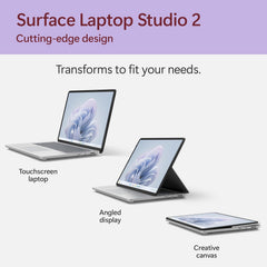Surface Laptop Studio 2 (2023) - 14.4" Touchscreen - Intel Core i7, 32GB RAM, NVIDIA RTX 2000 Ada, 1TB SSD, Windows 11, Platinum Color Microsoft Copilot