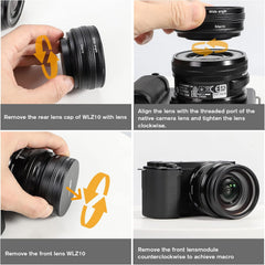 Wide Angle and Macro Lens for Sony ZV-E10 Camera,18mm Wide Angle/ 10X Macro 2-in-1 Attached Lens Kit for Sony ZV-E10 Vlog Camera(WLZ-10)