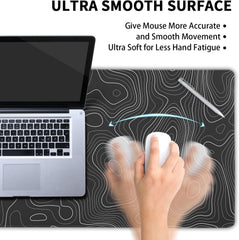 Topographic Map Large Mouse Pad XXL Black Lines Contour Geographic Extended Large Desk Mat Big Desk Pad (90X40 CM)(4 MM) Non-Slip Rubber Base Stitched Edge Long Mousepad,35.4 x 15.7 Inch