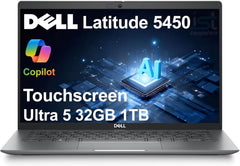 Dell Latitude 5450 5000 Business AI PC Laptop (14" FHD Touchscreen, Intel 12-Core Ultra 5 135U (> i7-1355U), 32GB DDR5 RAM, 1TB SSD), Backlit, IR Webcam, 2x Thunderbolt 4, Ethernet, HDMI, Win 11 Pro