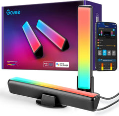 Smart LED Light Bars, Work with Alexa and Google Assistant, RGBICWW WiFi TV Backlights with Scene and Music Modes for Gaming, PC, Living Room Decoration, Black