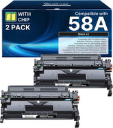 CF258A Toner Cartridge (with Chip) Compatible for HP 58A Toner Cartridge Black for HP 58X CF258A CF258X Work with HP Laserjet Pro MFP M428fdw M404dn M404n M404dw M428fdn M430f M406dn Printer (2 Black)