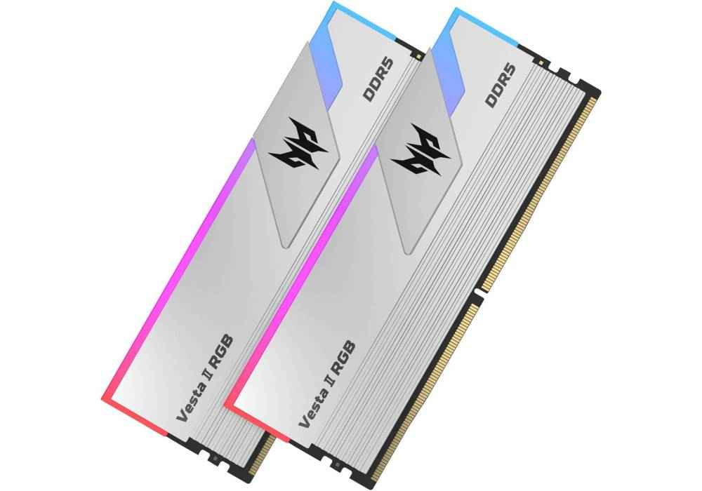 Acer Predator Vesta II DDR5 6000MHz 32GB (16GBx2) RGB RAM CL36 Intel XMP 3.0 AMD EXPO Compatible Computer Memory PC5-48000 Silver - BL.9BWWR.653