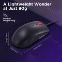 Lenovo 120 Wired Plug & Play USB Mouse, High Resolution 1600 DPI Optical Sensor, 3-Button Design with clickable Scroll Wheel, Ambidextrous, Ergonomic Mouse for Comfortable All-Day Grip