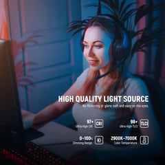 15.5" LED Streaming Key Light, Clamp on Desk Panel Video Lighting for Gaming Recording Zoom Call, CRI97+, 2.4G PC/Mac iOS/Android APP Control, Compatible with Elgato Stream Deck, GL1 PRO Black