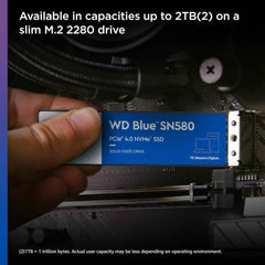 2TB WD Blue SN580 NVMe Internal Solid State Drive SSD - Gen4 x4 PCIe 16Gb/s, M.2 2280, Up to 4,150 MB/s - WDS200T3B0E