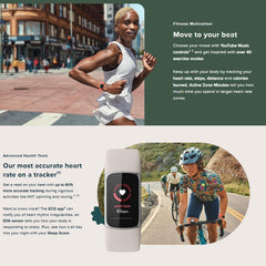 Charge 6 Fitness Tracker Watch (Black) Bundle with 2 Watch Bands, 3.3foot Charge Cable, Wall Adapter, Screen Shields & Cloth Compatible with Fitbit