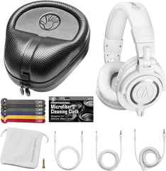Audio-Technica ATH-M50x Professional Monitor Headphones (Black) + Slappa Full Sized HardBody PRO Headphone Case (SL-HP-07) + Bundle