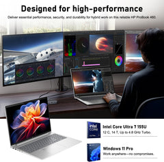 HP ProBook 460 G11 Business Customized Laptop, Intel Core Ultra 7 155U, 16" FHD+ Anti-Glare, 16GB-64GB DDR5, 512GB-4TB SSD, Fingerprint, 1080p IR Camera, Backlit, HDMI, AI PC, Wi-Fi 6, Windows 11 Pro