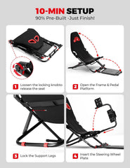 RACGTING Racing Simulator Cockpit for G920 G29 G923, Foldable Racing Simulator for Thrustmaster T248X T248 T300 T150 458 TX Xbox PS5 PS4 PC (Black)