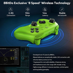 8BitDo Ultimate 2 Wireless Controller with TMR Joysticks for Windows & Android, Gaming Controller with Switchable Hall Effect/Tactile Triggers, RGB Fire Ring,8Speed Wireless Tech, Charging Dock, Green