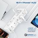 Promate PowerMatrix2-5M 16-in-1 Power Strip with 10 Child-Safe AC Sockets, 3 USB-C, 3 USB-A, 33W PD Output, 5M Cable, 2500W Max Load, Quick Charge, Short Circuit & Overheat Protection