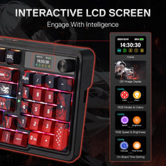 Redragon K719 PRO Wireless Gasket Gaming Keyboard w/Hype Screen & Knob, 95 Keys Mechanical Keyboard, Easy-Control 1.14’’ TFT Info Display, 5-Layer Noise Dampening, Custom Linear Switch, Anime Edition