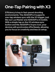 AD200 Pro II GODOX AD200Pro II AD200ProII, 200Ws TTL Pocket Flash with Improved Heat Dissipation, Color Screen, Bi-Color Modeling Light, 1/1 to 1/512 Wider Output, 500 Full Power Flashes