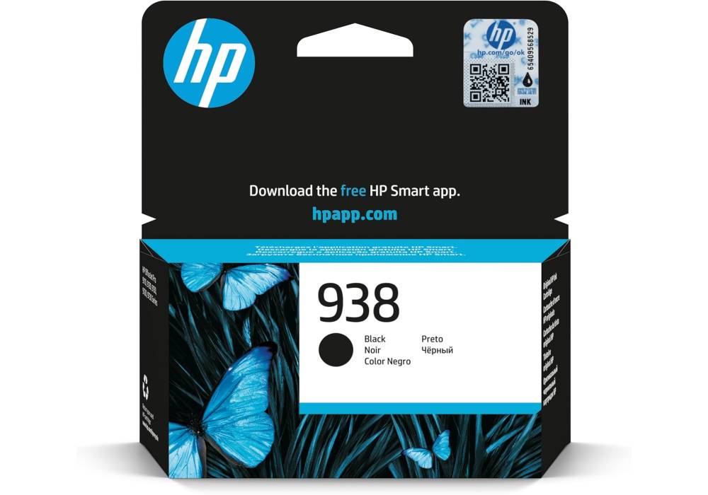 HP|HP 938 Black Original Ink Cartridge|Black|1250 pages|HP OfficeJet Pro 9120, 9123, 9130, 9120b, 9130b, 9720, 9730, 9110b|4S6X8PE