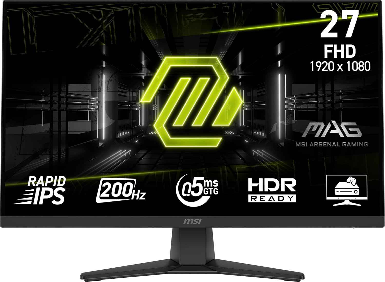 MAG 272F 27-inch 1920 x 1080 (FHD) Gaming Office Monitor, 200Hz, Adaptive Sync, HDR Ready, HDMI, VGA Port, VESA Mountable, Tilt, 4-Side Slim Bezel,0.5ms, Black