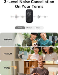 Lark A1 Wireless Mini Microphone for iPhone & Android, 48kHz/24-bit, 3-Level Intelligent Noise Cancel, Microphone for YouTube, Podcast, Vlogging (Black, 2TX + 2RX + Charging Case)