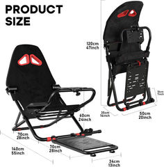 Racing Simulator Cockpit Foldable Racing Wheel Stand with Seat Chair Sim for Logitech G29 G920 G923 G27 G25 Thrustmaster T248X T248 T300RS T150 458 TX Xbox PS4 PS5 Accessories