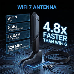 WiFi 7 WiFi Antenna 2.4G 5G 6G Dual Band Magnetic Base WiFi 6E WIFI7 for ASUS ROG Strix Z790 X890 Z890 B850 Gaming Motherboard PC Desktop Computer Wi-Fi 7 Wireless Network Card WiFi Router Black