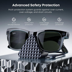 Charging Dock Compatible with Ray-Ban Meta Smart Glasses Wayfarer/Skyler,Potable Travel Charger with Adapter (Black)