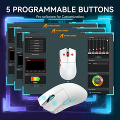 ATTACK SHARK X11 Lightweight Wireless Gaming Mouse with RGB Charging Dock,Tri-Mode-2.4G/USB-C Wired/BT,22K DPI,PAW3311 Optical Sensor,HUYU Switch, 5 programmable Buttons for PC/Mac(White)