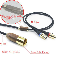 3m/10ft Replacement Audio Cable 4-pin XLR Balanced Walnut Wood Shell Cable Compatible with Audeze LCD-2, LCD-4, LCD-3, LCD-X, LCD-XC Headphone 6N OCC Copper Silver Plated Cord