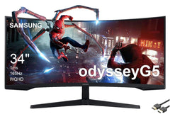 SAMSUNG 34" Odyssey G5 UWQHD (3440 X 1440) VA, HDR10 Gaming Monitor with 1000R Curved Screen, 165Hz, 1ms, FreeSync Premium