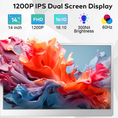 14" Laptop Screen Extender, FHD IPS Dual Screen Portable Monitor for Laptop, USB-C/HDMI Plug & Play Triple Screen Monitor Extender for 12"-16.5" Laptops, Compatible with Win and MacOS-S7,Gray