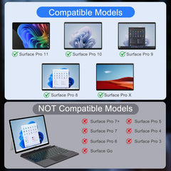 Surface Pro Keyboard and Pen, Surface Pro Keyboard for Microsoft Surface Pro 12/11/10/9/8/X, Stylus for Surface Pro 11/9/10/8/X/7/6/5/4/3/Go 2/3/4/Book/Laptop/Studio