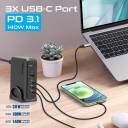 Promate Laptop Charger with QC 3.0 USB Port, 140W, 100W and 30W USB-C 3.1 PD Ports, GaNPort-140W