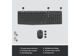 Logitech MK235 Arabic Version Wireless Keyboard and Mouse Combo/Kit for Windows, USB Receiver, 15 FN Keys, Long Battery Life, Compatible with PC, Laptop