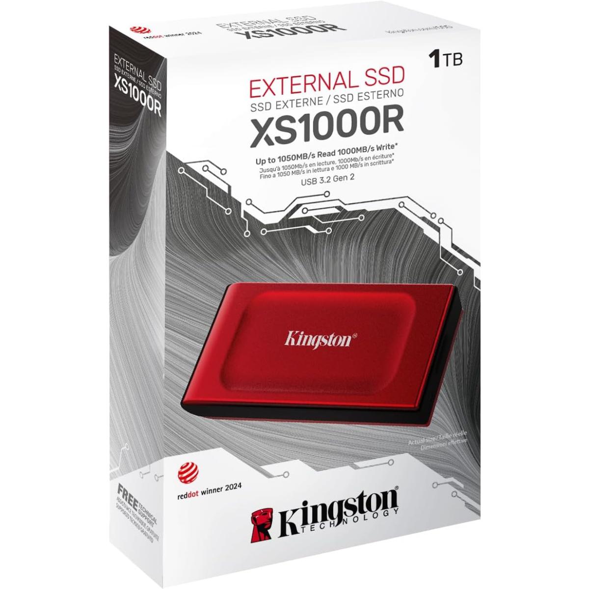 Kingston XS1000R 1TB USB Type-C To Type-A (3.2 Gen 2) Portable External Solid State Drive (SSD) Up to 1050MB/s Read & Write | Kingston XS1000R | Kingston XS1000R 1TB USB Type-C To Type-A (3.2 Gen 2) Portable External Solid State Drive (SSD) Up to 1050MB/s Read & Write | Kingston XS1000R |