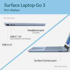 Surface Laptop Go 3 (2023) - 12.4" Touchscreen, Thin & Lightweight, Intel Core i5, 8GB RAM, 256GB SSD SSD, with Windows 11, Ice Blue Color Microsoft Copilot