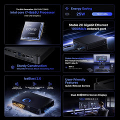 Intel NUC NUC8V7CB8N Slim Mini PC 8GB DDR3 RAM & 256GB SSD Versatile Computers with Intel Core i7-8665U Processor, Support HDMI Dual 4K UHD/Bluetooth 5.1/Windows 11 Pro preinstalled
