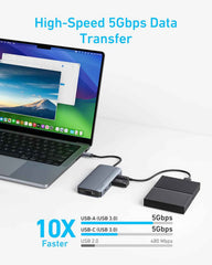 8-in-1 USB-C Hub, USB C Docking Station Triple Display Multi-Port Dongle with 2 HDMI and VGA, 5Gbps Data Transfers, USB Ports for MacBook Air/Pro, Dell XPS, iPad Pro, and More
