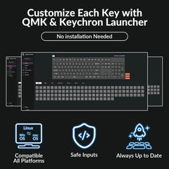K10 QMK Bluetooth Wireless/Wired Mechanical Keyboard, Full-Size Layout Hot-Swappable Gaming Keyboard with Keychron Super Brown Switch, RGB Backlit, Aluminum Frame for Mac/Windows-Version 2