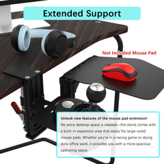 EG STARTS SIM Racing Wheel Stand Desk Mount, Heavy Duty Desk Clamp with 480-Pound Force, Compatible Logitech G25 G27 G29 G920 G923 Thrustmaster T248 T300RS T-GT TS-PC Black Metal Gaming Cockpit Shelf