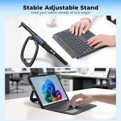 Surface Pro 11 Case with Keyboard, Screen Protector Set 13-inch 2025, Shockproof Cover for Microsoft Surface Pro 9/10/11 with Rotatable Grip/Stand, Wireless Touchpad Type Cover Keyboard-Black