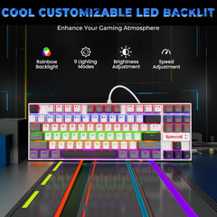 Redragon K552 Mechanical Gaming Keyboard, 87-Key Compact, LED Gaming Keyboard with Red Switches, Anti-Ghosting, Metal Frame for PC Gaming & Typing, Beginner-Friendly (Polar Monolith)