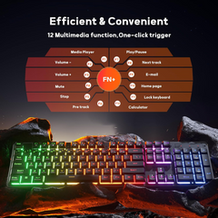 Redragon K521-RGB NETHERBANE Membrane with Anit-Ghosting Keys Gaming Keyboard - Black