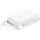 Belkin Boostcharge Power Bank 10000mah, Portable Power Bank With Integrated Cable Pd 20w, Fast Charge Usb C Power Delivery, Power Bank Fast Charging For Iphone 16 Series, Ipad Pro, Galaxy S24 And More White