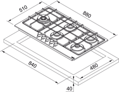Franke Built in Gas Hob, 90*90Cm, 5Burners, 1000Watts, Stainless Steel - FHSM 905 4G DCL XS C